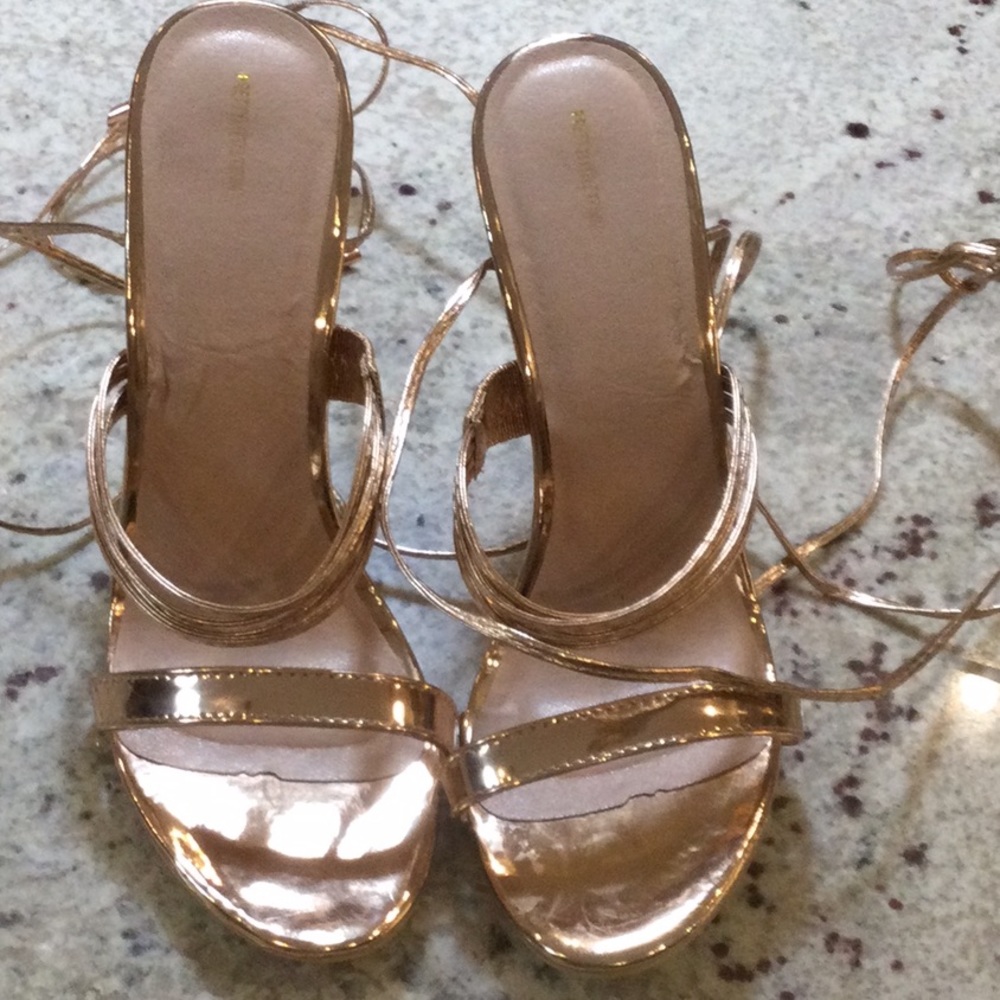 Pretty Little Things Rose Gold strappy heels Size 8